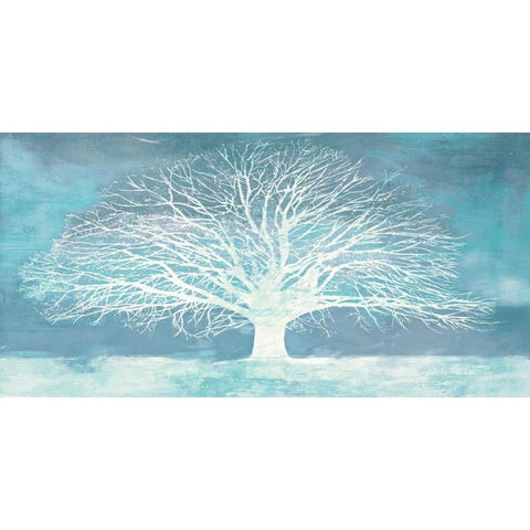 Aquamarine Tree Black Modern Wood Framed Art Print by Aprile, Alesso
