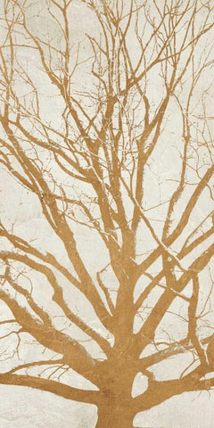 Golden Tree II White Modern Wood Framed Art Print with Double Matting by Aprile, Alessio