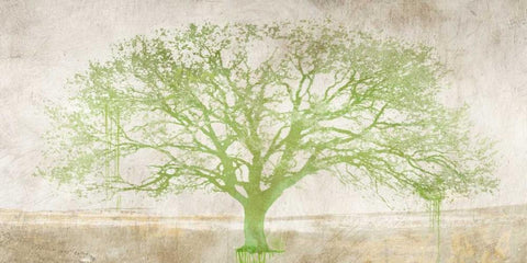 Green Tree White Modern Wood Framed Art Print with Double Matting by Aprile, Alessio