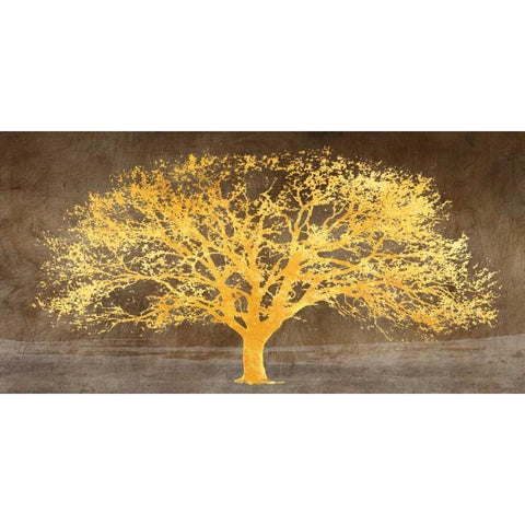 Shimmering Tree Ash Gold Ornate Wood Framed Art Print with Double Matting by Aprile, Alessio