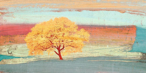 Treescape 2 White Modern Wood Framed Art Print with Double Matting by Alessio, Aprile