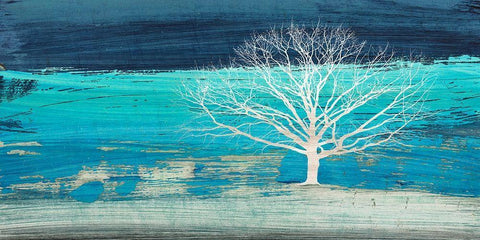 Treescape 3 (Azure) Black Ornate Wood Framed Art Print with Double Matting by Alessio, Aprile