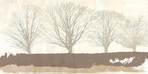 Tree Lines Neutral White Modern Wood Framed Art Print with Double Matting by Alessio, Aprile