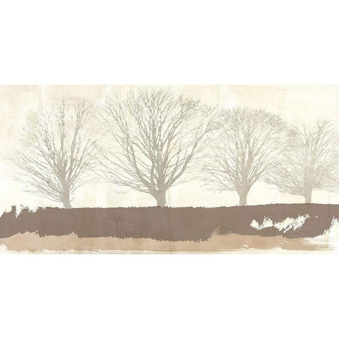 Tree Lines Neutral Black Modern Wood Framed Art Print by Alessio, Aprile