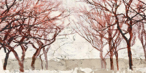 Rusty Trees White Modern Wood Framed Art Print with Double Matting by Alessio, Aprile