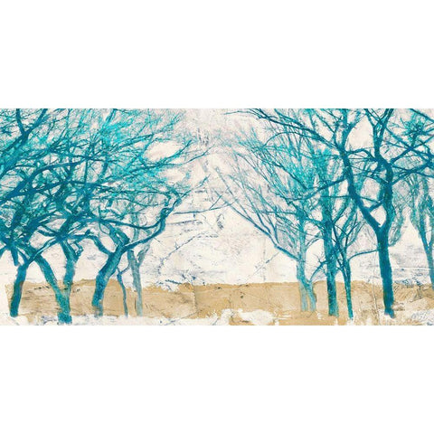 Turquoise Trees Black Modern Wood Framed Art Print by Alessio, Aprile
