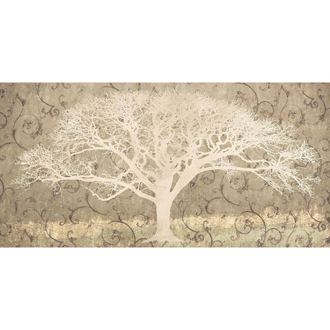 Tree on a Grey Brocade Black Modern Wood Framed Art Print by Aprile, Alessio