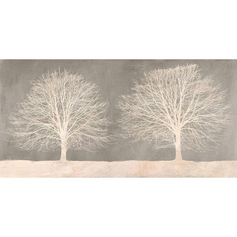 Trees on Grey Gold Ornate Wood Framed Art Print with Double Matting by Aprile, Alessio