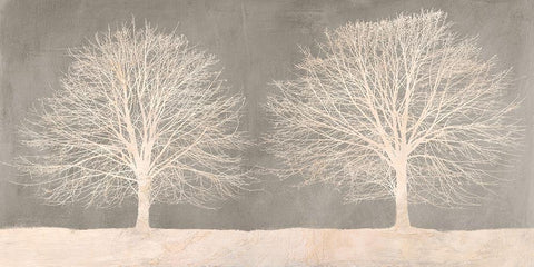 Trees on Grey White Modern Wood Framed Art Print with Double Matting by Aprile, Alessio