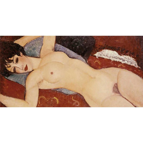 Reclining Nude Gold Ornate Wood Framed Art Print with Double Matting by Modigliani, Amedeo