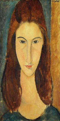 Jeanne Hebuterne Black Ornate Wood Framed Art Print with Double Matting by Modigliani, Amedeo
