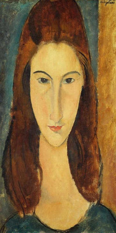 Jeanne Hebuterne White Modern Wood Framed Art Print with Double Matting by Modigliani, Amedeo