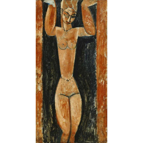 Caryatid White Modern Wood Framed Art Print by Modigliani, Amedeo