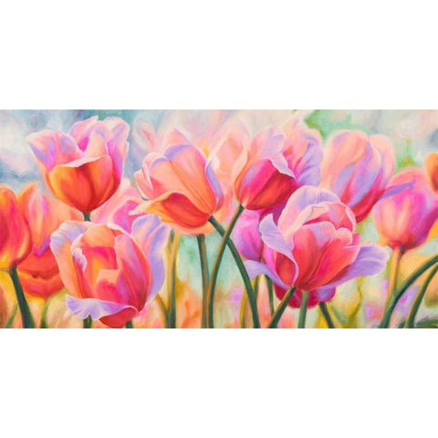 Tulips in Wonderland White Modern Wood Framed Art Print by Ann, Cynthia