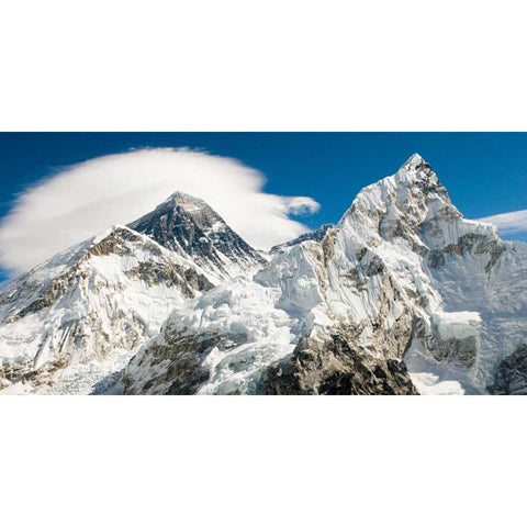 Mount Everest Black Modern Wood Framed Art Print with Double Matting by Anonymous