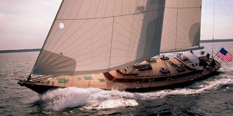 Sailboat Leaning to the Side Black Ornate Wood Framed Art Print with Double Matting by Rabinowitz, Neil