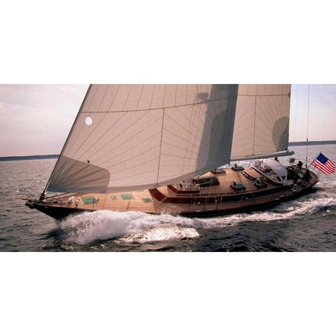 Sailboat Leaning to the Side Gold Ornate Wood Framed Art Print with Double Matting by Rabinowitz, Neil