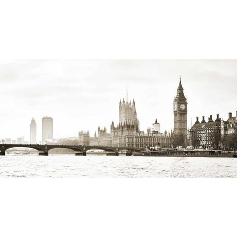 View of the Houses of Parliament and Westminster Bridge London Gold Ornate Wood Framed Art Print with Double Matting by Helena, Frank