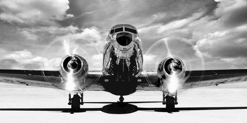 Airplaine taking off Black Ornate Wood Framed Art Print with Double Matting by Gasoline Images