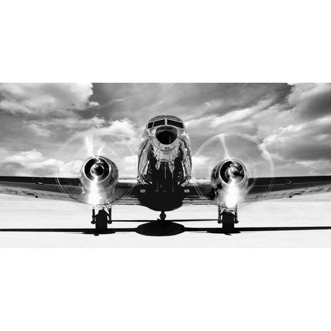 Airplaine taking off Black Modern Wood Framed Art Print by Gasoline Images