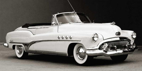 Buick Roadmaster Convertible Black Ornate Wood Framed Art Print with Double Matting by Gasoline Images
