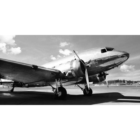 Vintage airplane Black Modern Wood Framed Art Print with Double Matting by Gasoline Images