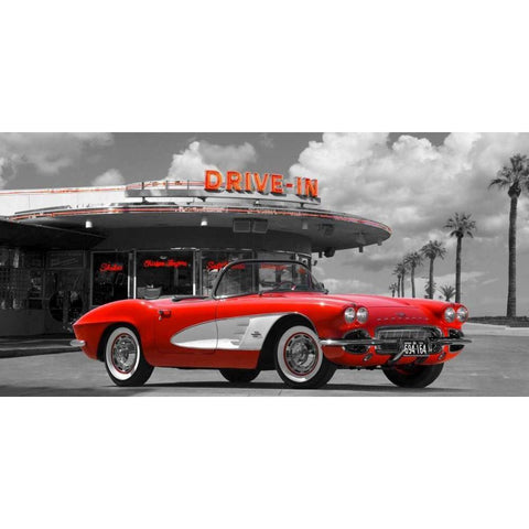 Historical diner, USA Black Modern Wood Framed Art Print with Double Matting by Gasoline Images