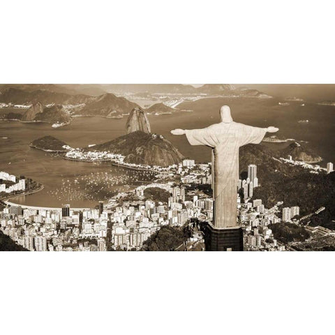 Overlooking Rio de Janeiro, Brazil Black Modern Wood Framed Art Print with Double Matting by Pangea Images