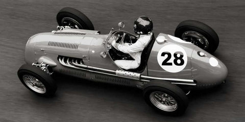 Historical race car at Grand Prix de Monaco White Modern Wood Framed Art Print with Double Matting by Seyfferth, Peter