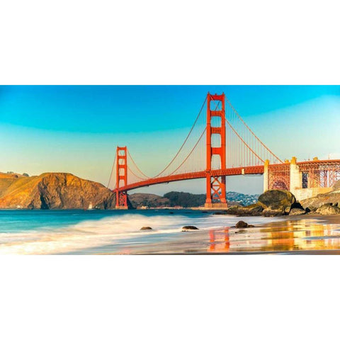 Golden Gate Bridge, San Francisco Black Modern Wood Framed Art Print with Double Matting by Anonymous