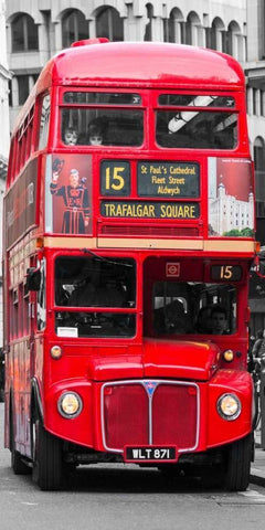 Double-Decker bus, London White Modern Wood Framed Art Print with Double Matting by Pangea Images