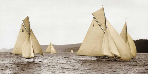 Sloops racing, 1926 Black Ornate Wood Framed Art Print with Double Matting by Anonymous