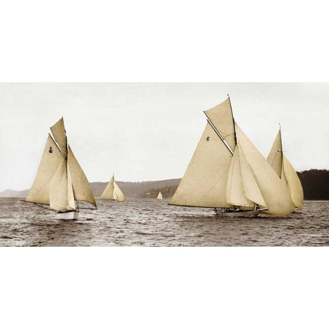 Sloops racing, 1926 White Modern Wood Framed Art Print by Anonymous