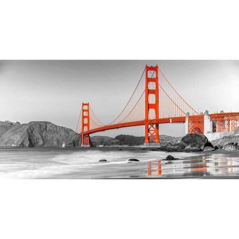 Golden Gate Bridge, San Francisco Black Modern Wood Framed Art Print with Double Matting by Anonymous