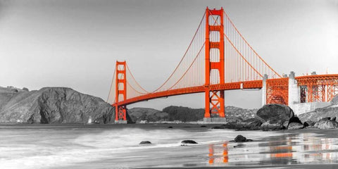 Golden Gate Bridge, San Francisco White Modern Wood Framed Art Print with Double Matting by Anonymous