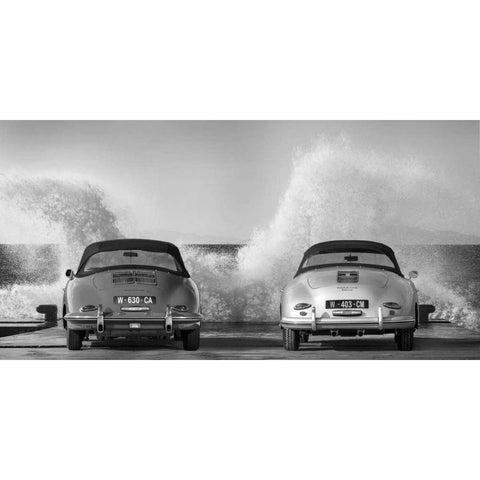 Ocean Waves breaking on Vintage Beauties White Modern Wood Framed Art Print by Gasoline Images