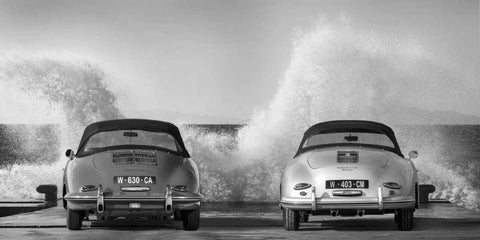 Ocean Waves breaking on Vintage Beauties White Modern Wood Framed Art Print with Double Matting by Gasoline Images
