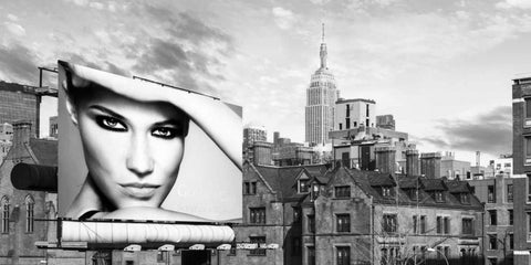 A Billboard in Manhattan White Modern Wood Framed Art Print with Double Matting by Lauren, Julian