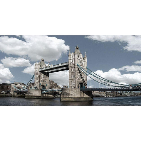 Tower Bridge, London Black Modern Wood Framed Art Print with Double Matting by Barry, Mancini