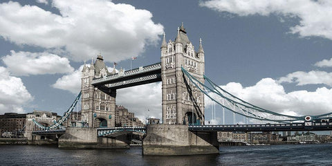 Tower Bridge, London White Modern Wood Framed Art Print with Double Matting by Barry, Mancini