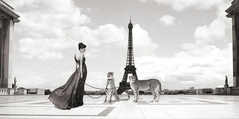 Trocadero View Black Ornate Wood Framed Art Print with Double Matting by Lauren, Julian