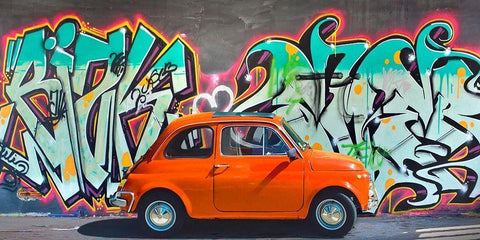 Iconic street art II White Modern Wood Framed Art Print with Double Matting by Gasoline Images