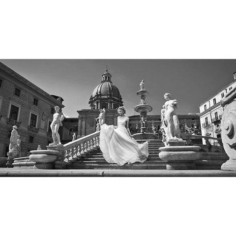 Escalier en Italie White Modern Wood Framed Art Print by Haute Photo Collection