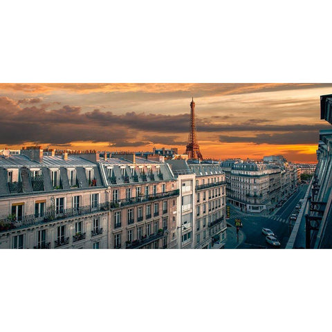Morning in Paris Black Modern Wood Framed Art Print with Double Matting by Pangea Images