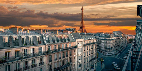Morning in Paris White Modern Wood Framed Art Print with Double Matting by Pangea Images