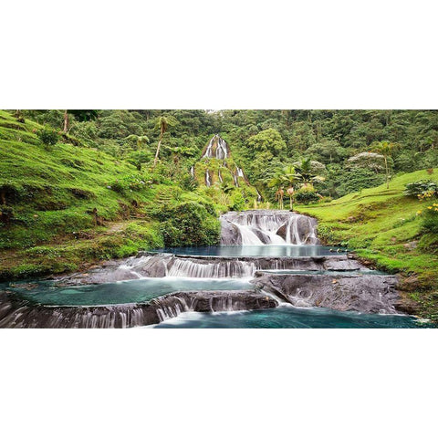 Waterfall in Santa Rosa de Cabal, Colombia (detail) White Modern Wood Framed Art Print by Pangea Images