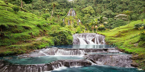 Waterfall in Santa Rosa de Cabal, Colombia (detail) Black Ornate Wood Framed Art Print with Double Matting by Pangea Images