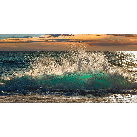 Wave crashing on the beach, Kauai Island, Hawaii (detail) Black Modern Wood Framed Art Print with Double Matting by Pangea Images