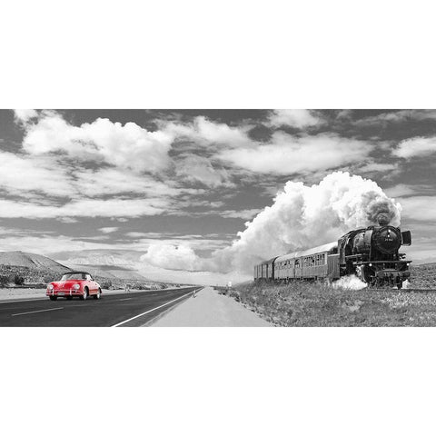 Interstate 59 - red Black Modern Wood Framed Art Print by Gasoline Images