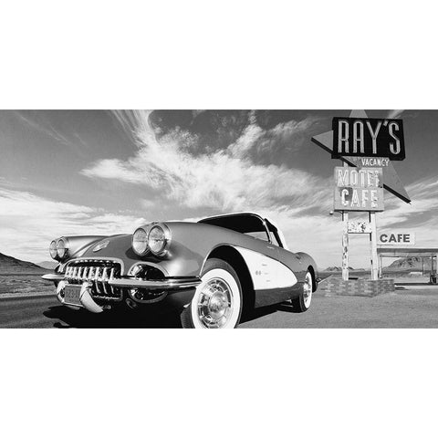 Cruisin USA - BW Gold Ornate Wood Framed Art Print with Double Matting by Gasoline Images